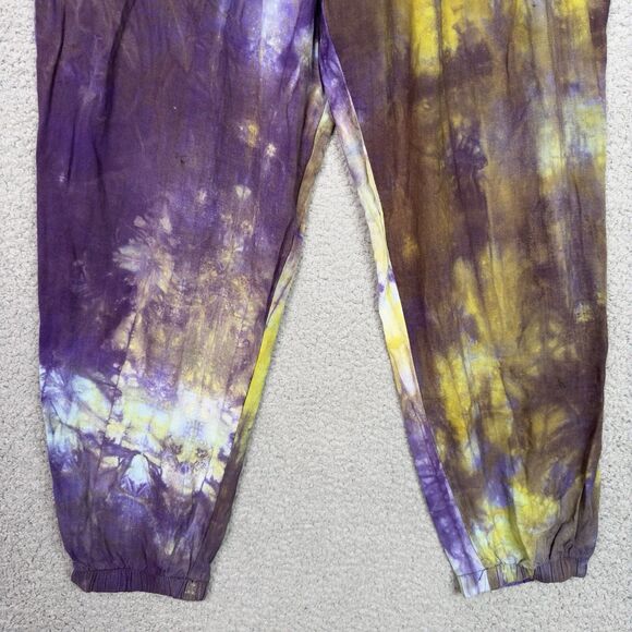 Vintage Attack Reaction Wear Tie Dye Pants L Purple Yellow Rayon Boho Grunge USA - Picture 5 of 13